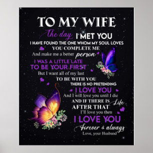 Personalised Letter To My Wife Butterfly Poster