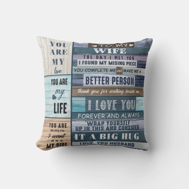Personalised Letter To My Wife, Couple Valentine Cushion (Front)