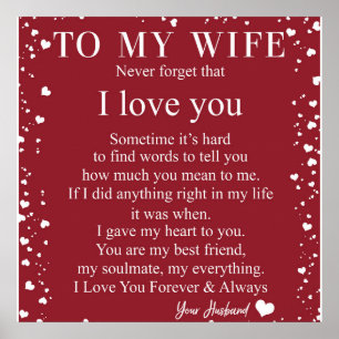 Personalised Letter To My Wife, Couple Valentine Poster