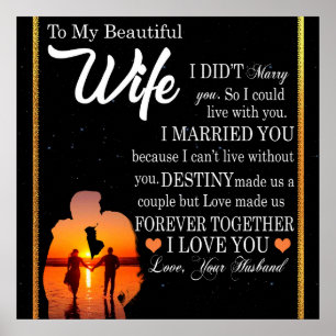 Personalised Letter To My Wife, Couple Valentine Poster