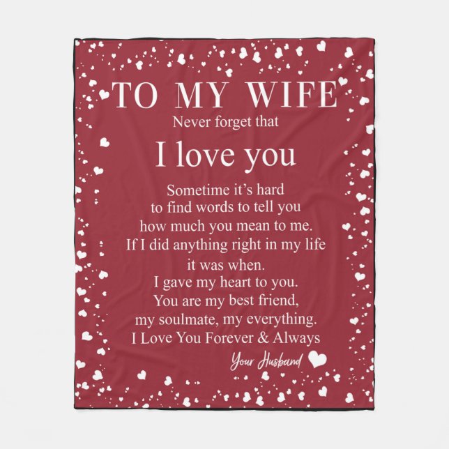 Personalised Letter To My Wife, Fleece Blanket (Front)