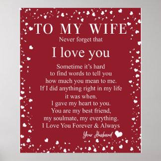 Personalised Letter To My Wife From Husband Gift Poster
