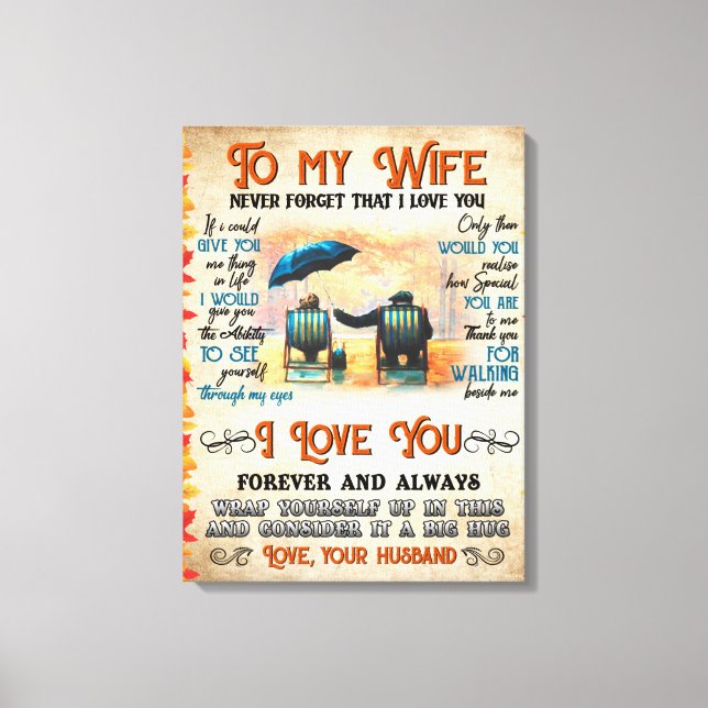 Personalised Letter To My Wife Love From Husband B Canvas Print (Front)