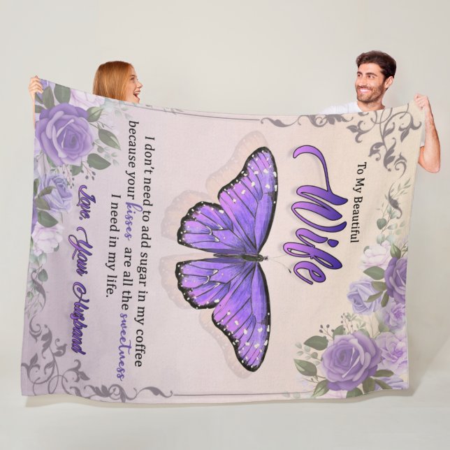 Personalised Letter To My Wife Love From Husband B Fleece Blanket (In Situ)