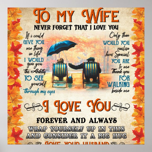 Personalised Letter To My Wife Love From Husband B Poster (Front)