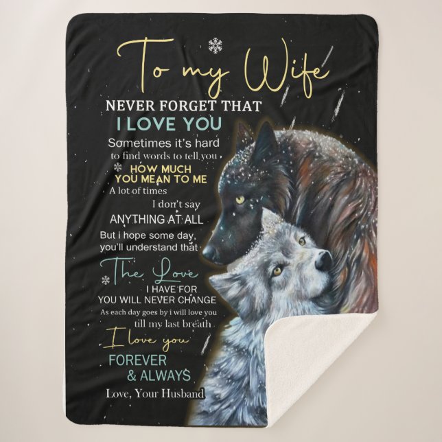 Personalised Letter To My Wife Sherpa Blanket (Front)