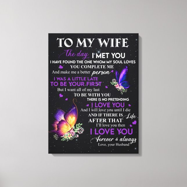 Personalised Letter To My Wife, Wife Birthday Gift Canvas Print (Front)