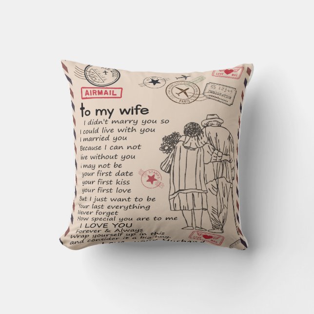 Personalised Letter To My Wife, Wife Birthday Gift Cushion (Front)