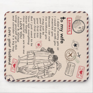 Personalised Letter To My Wife, Wife Birthday Gift Mouse Mat