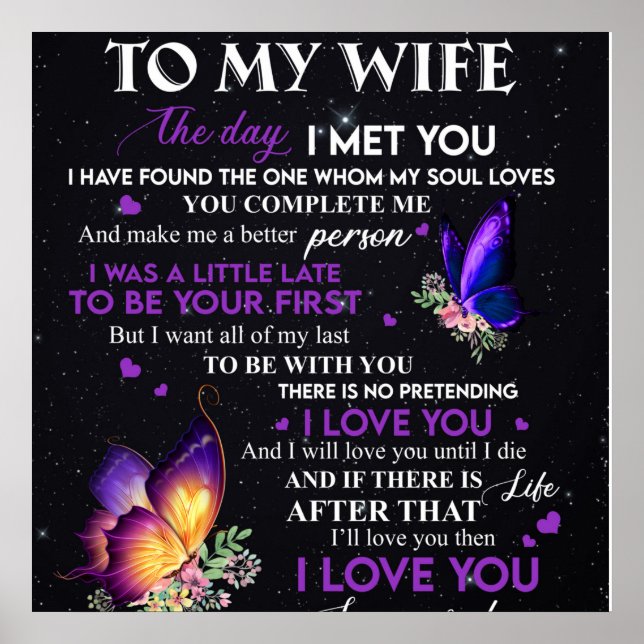 Personalised Letter To My Wife, Wife Birthday Gift Poster (Front)
