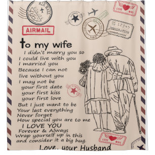 Personalised Letter To My Wife, Wife Birthday Gift Shower Curtain