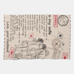 Personalised Letter To My Wife, Wife Birthday Gift Tea Towel