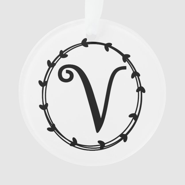 Personalised Letter V Christmas Ornament (Front)