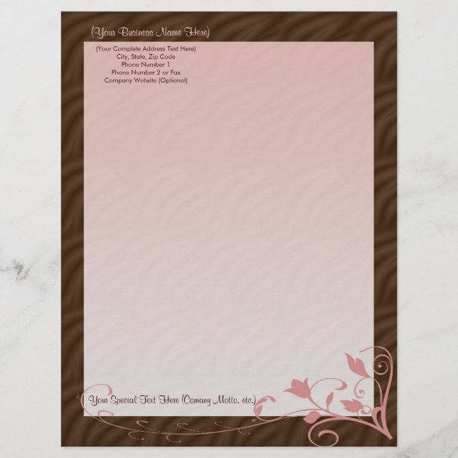 Personalised Letterhead, Feminine Letterhead Template (Front)