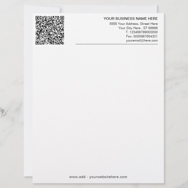 Personalised Letterhead Your Name Info and QR Code (Front)