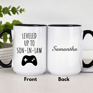 Personalised levelled Up To Son In Law Mug