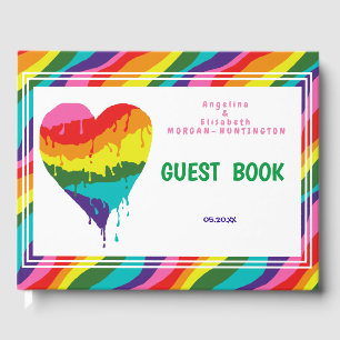 Personalised  LGBT Rainbow Heart  Wedding Guest Book