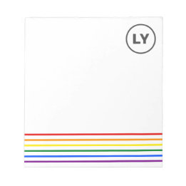 Personalised LGBTQ Initials Pride Rainbow Stripes Notepad