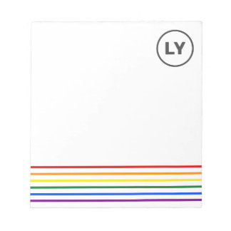 Personalised LGBTQ Initials Pride Rainbow Stripes Notepad
