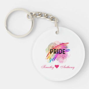 Personalised LGBTQ Pride Rainbow Colour Heart Key Ring