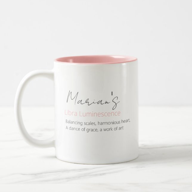 Personalised Libra Luminescence Zodiac Sign Two-Tone Coffee Mug (Left)