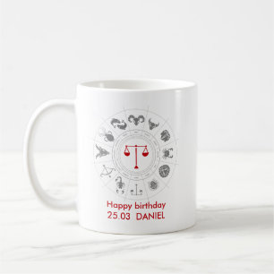 Personalised Libra Zodiac Birthday Gift Coffee Mug