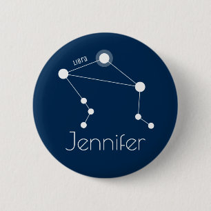 Personalised Libra Zodiac Constellation 6 Cm Round Badge