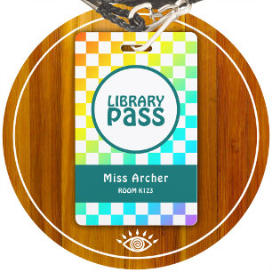 Personalised Library Bathroom Pass Teachers Card ID Badge