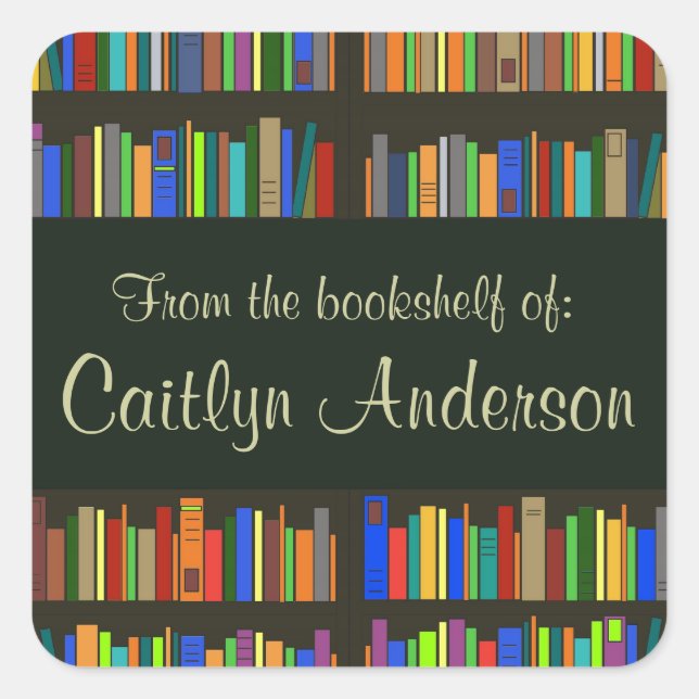 Personalised Library Bookshelves Bookplate Sticker (Front)