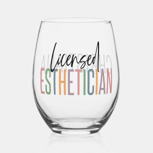 Personalised Licensed Aesthetician Cosmetologist Stemless Wine Glass