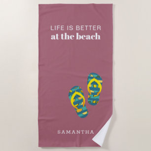 Personalised Life is Better at the Beach Family Beach Towel