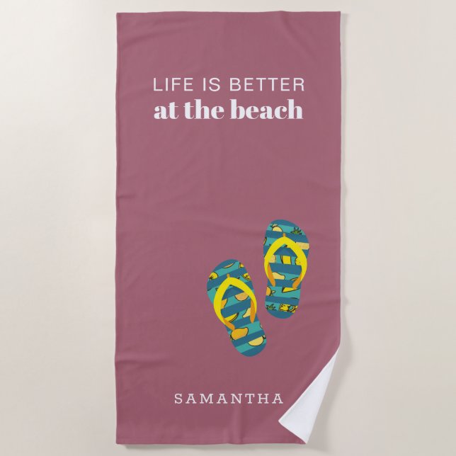 Personalised Life is Better at the Beach Family Beach Towel (Front)