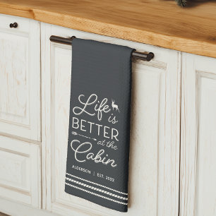 Personalised Life Is Better at the Cabin Tea Towel