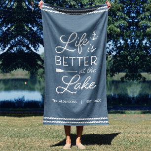 Personalised Life Is Better At The Lake Beach Towel