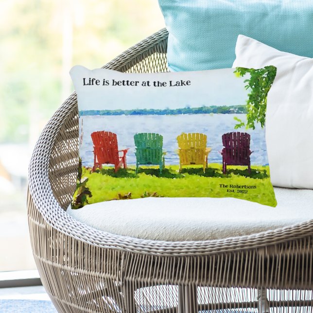 Personalised Life is better at the Lake Name  Decorative Cushion (Creator Uploaded)