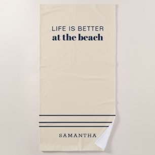 Personalised Life is Better Family Vacation Custom Beach Towel