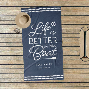 Personalised Life Is Better On The Boat Beach Towel