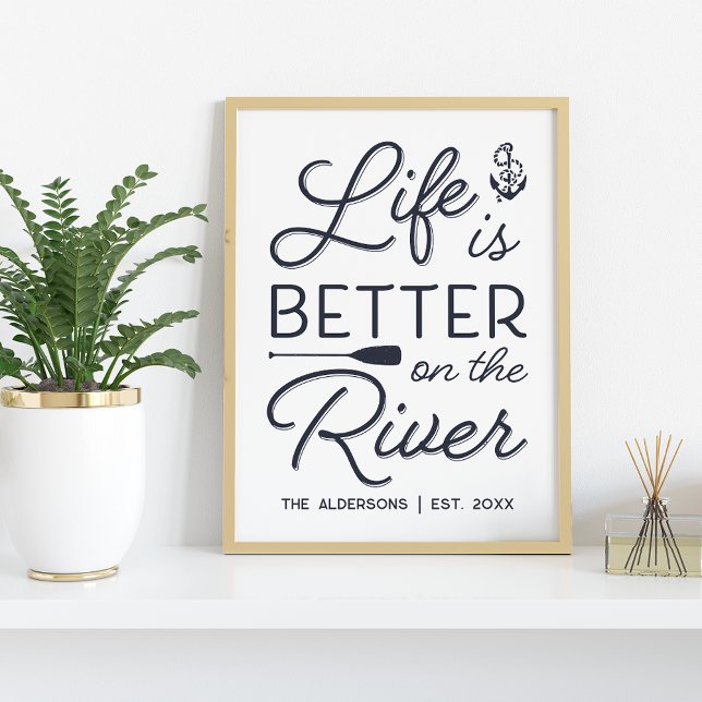 Personalised Life Is Better On The River Print (Creator Uploaded)