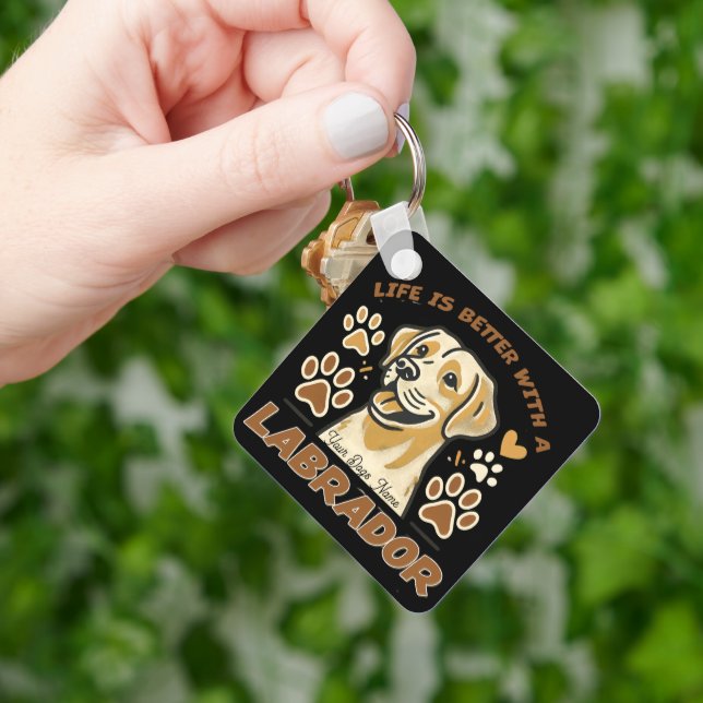 Personalised Life is Better with a Labrador Key Ring (Hand)