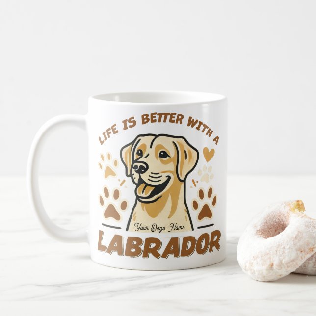 Personalised Life is Better with a Labrador Mug (With Donut)
