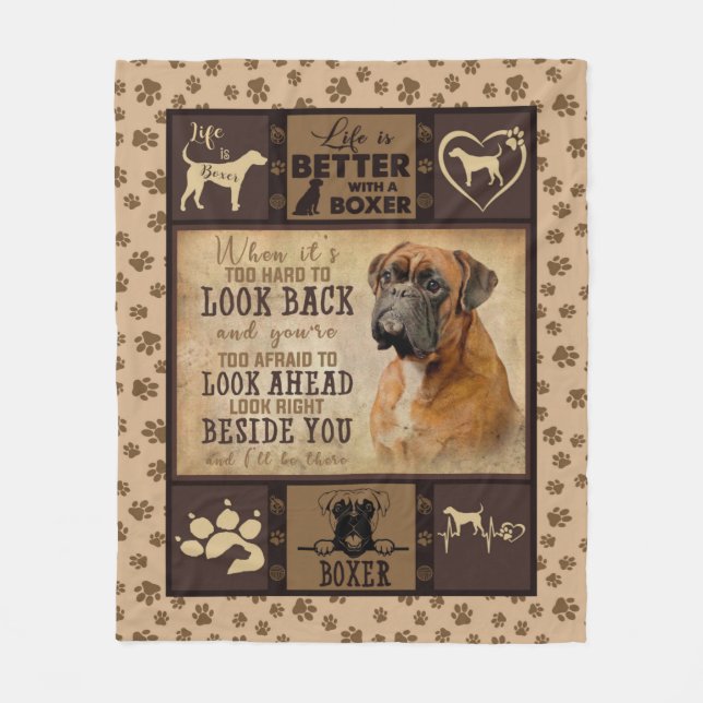 Personalised Life Is Better With Boxer Gift Family Fleece Blanket (Front)