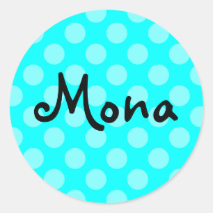 Personalised Light Aqua Polka Dot Classic Round Sticker
