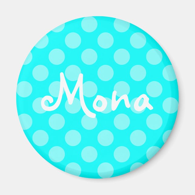 Personalised Light Aqua Polka Dot Magnet (Front)