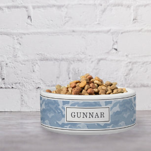 Personalised Light Blue Camo Pattern Pet Bowl