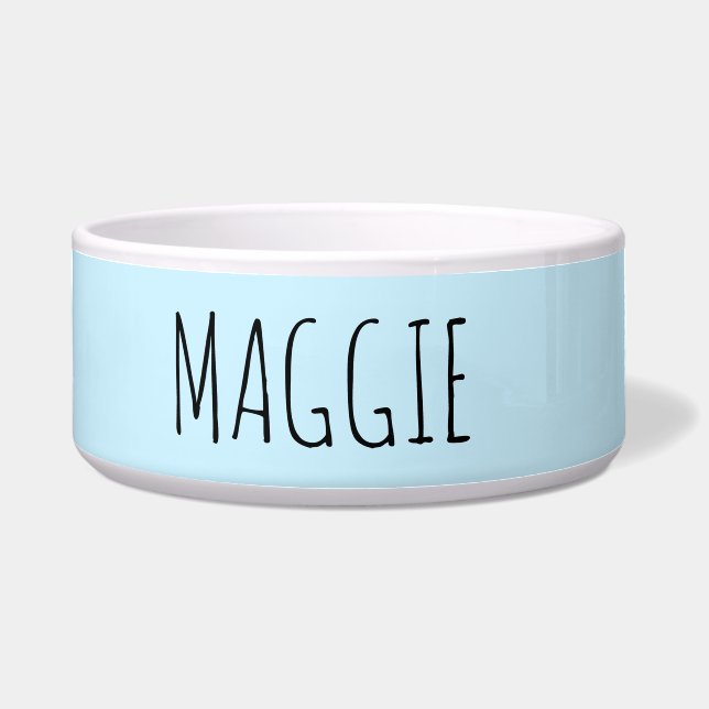 Personalised Light Blue Ceramic Pet Bowl (Front)