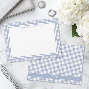 Personalised Light Blue Gingham Plaid Card
