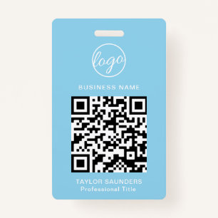 Personalised Light Blue Logo QR Code Employee ID ID Badge