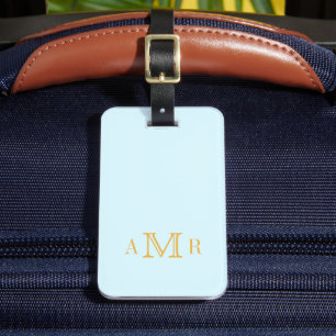 Personalised Light Blue Monogram Luggage Tag