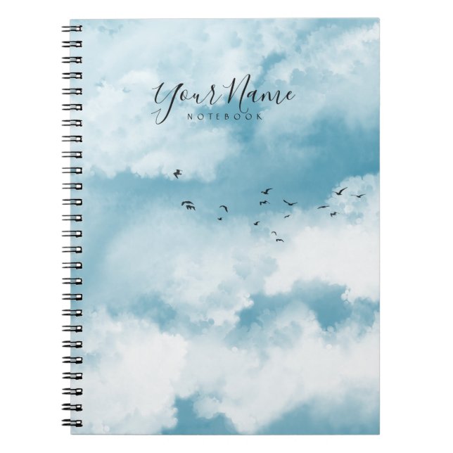 Personalised Light Blue Summer Clouds Notebook (Front)