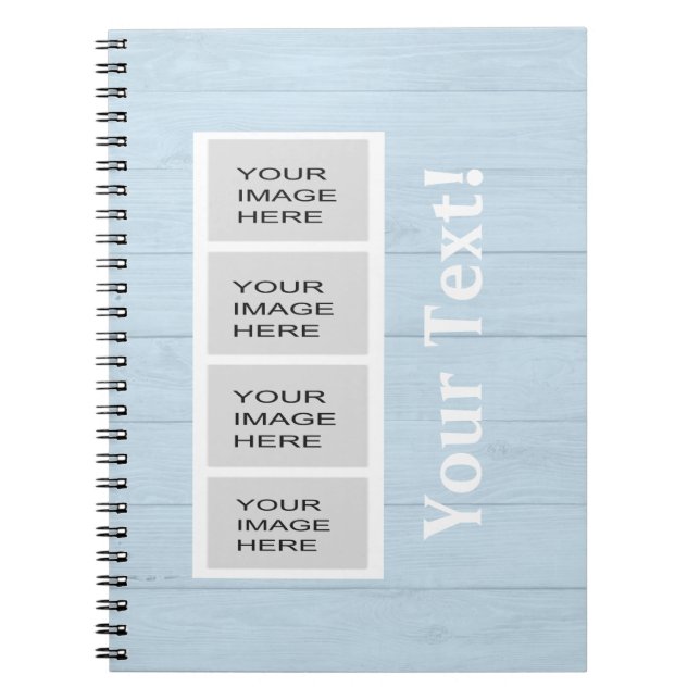 Personalised Light Blue Wood Photo Booth Notebook (Front)